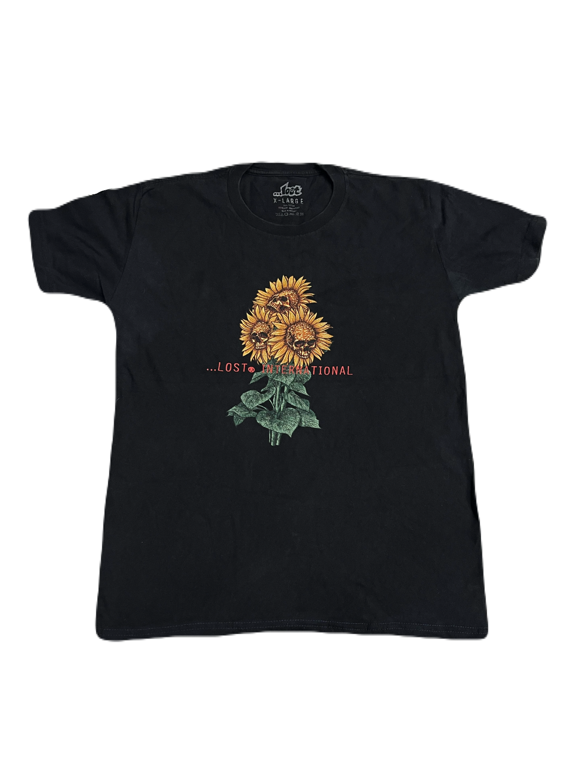 LOST INTERNATIONAL Skull Sunflowers Tee (Medium - Large)