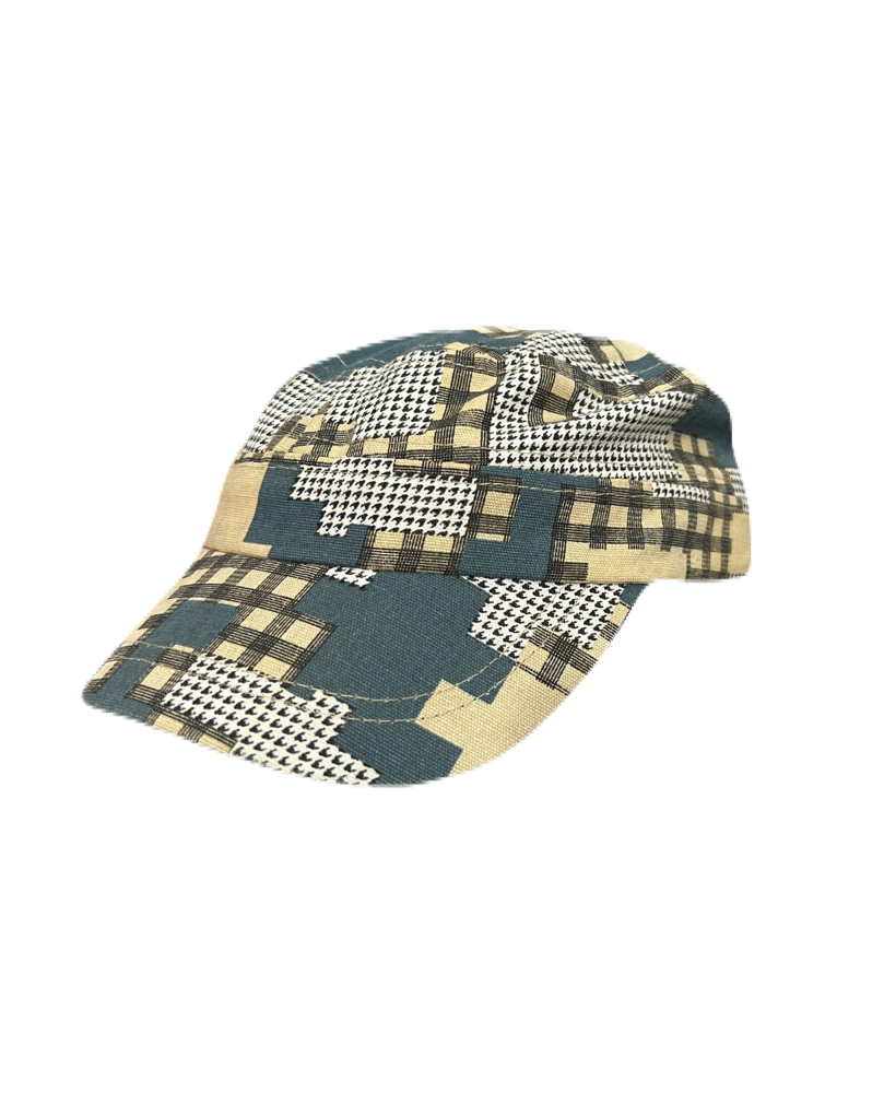 Beige & Teal Houndstooth Cap