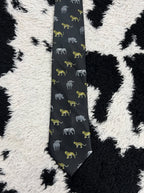 Black Wildlife Animals Embroidered Tie
