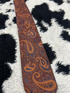 Brown & Orange Paisley Embroidered Tie