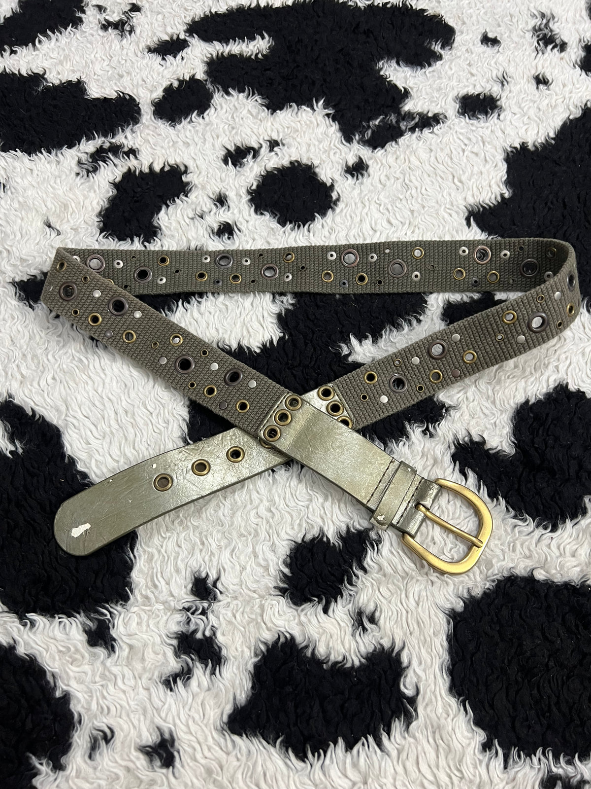 Green Studded Canvas Belt