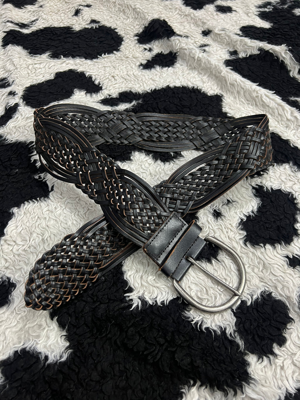 Black Braided Wide Belt