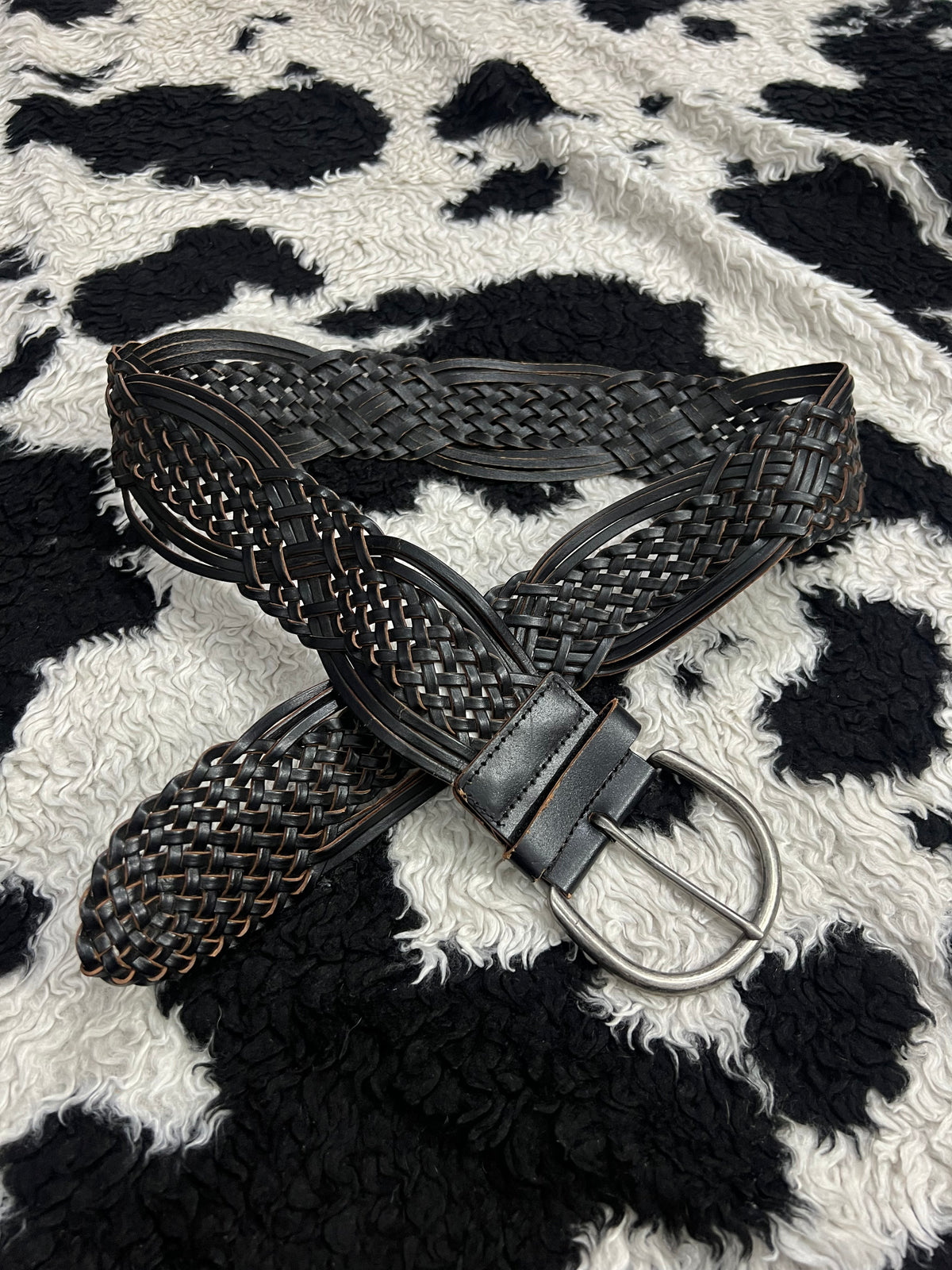 Black Braided Wide Belt