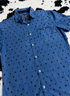 Contemporary Slim-Fit Blue Dotted Buttonup