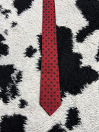 Bias Red Embroidered Narrow Tie