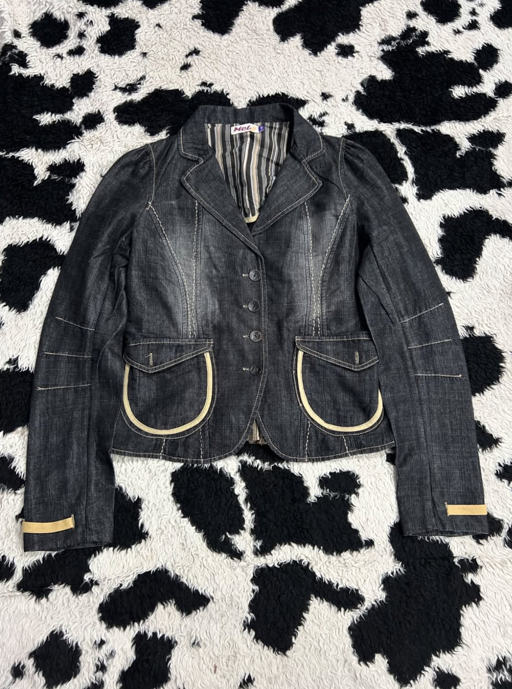Grey Denim Coat Jacket (Medium)