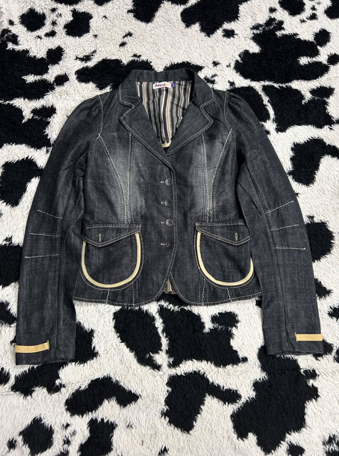 Grey Denim Coat Jacket (Medium)
