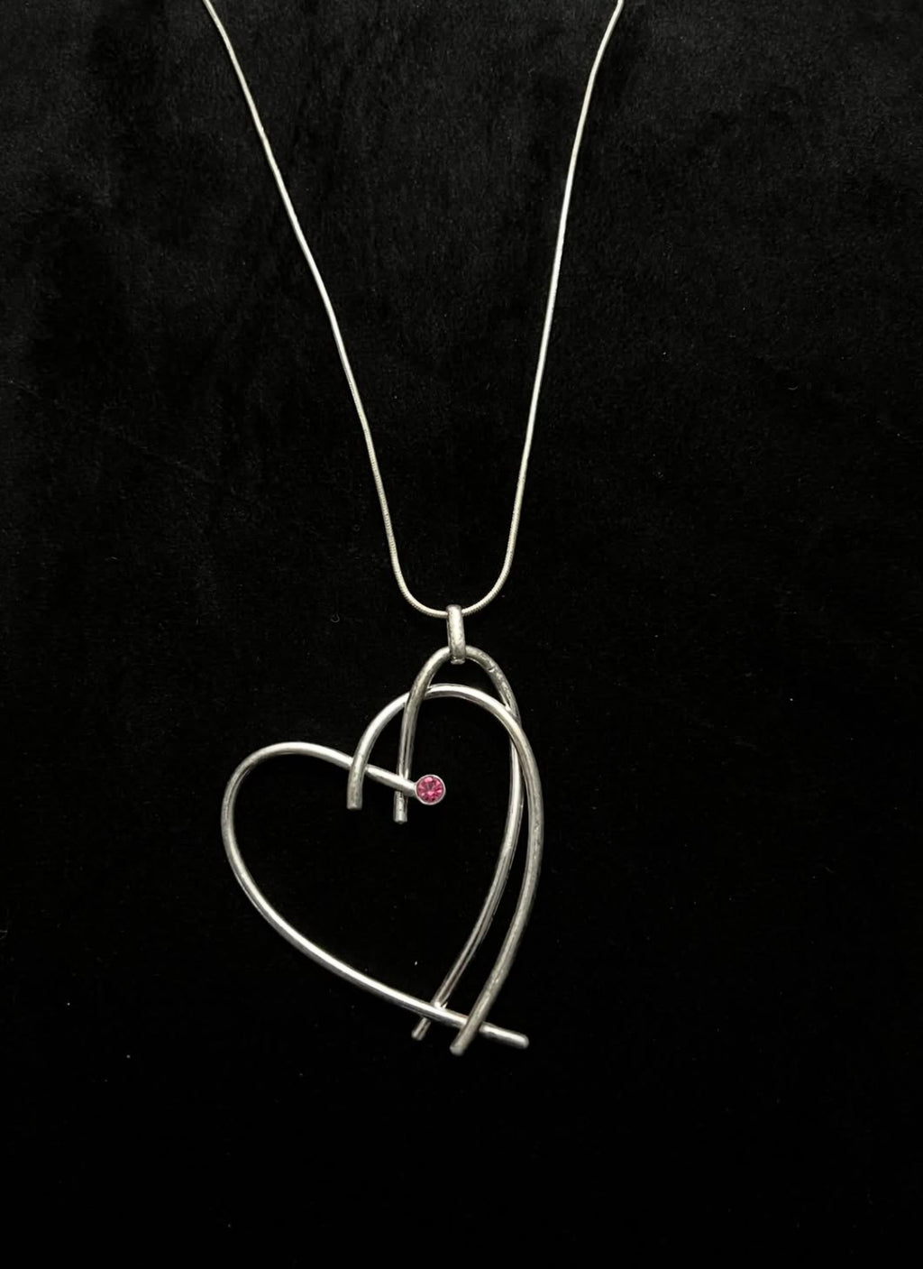 Pink Heart Metal Necklace