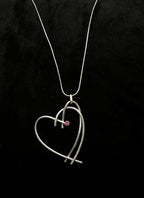Pink Heart Metal Necklace