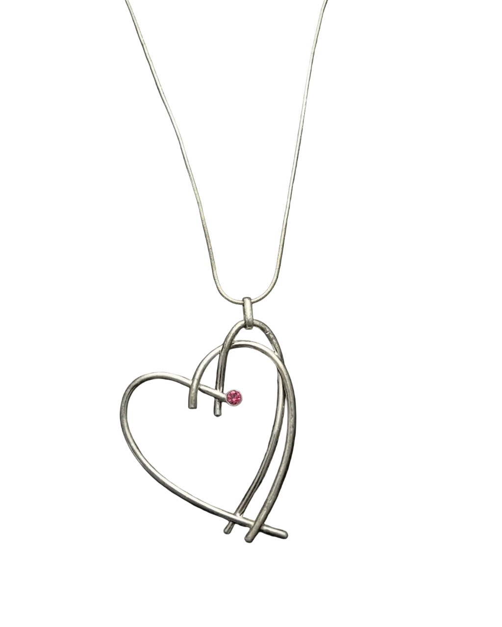 Pink Heart Metal Necklace