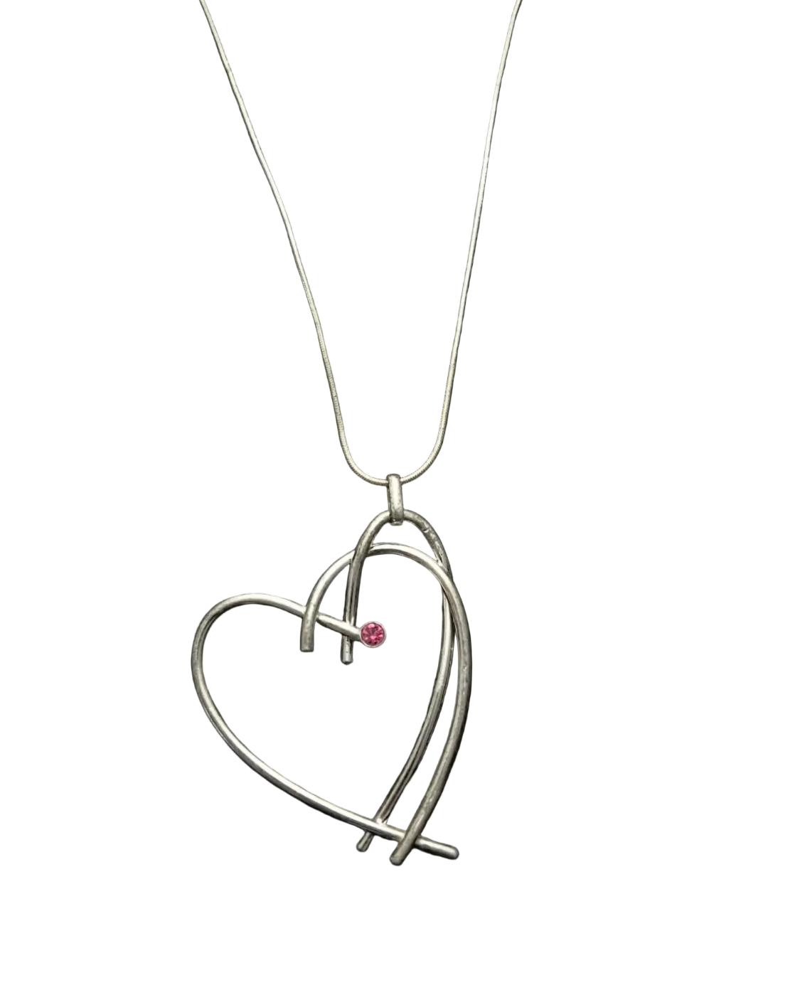 Pink Heart Metal Necklace