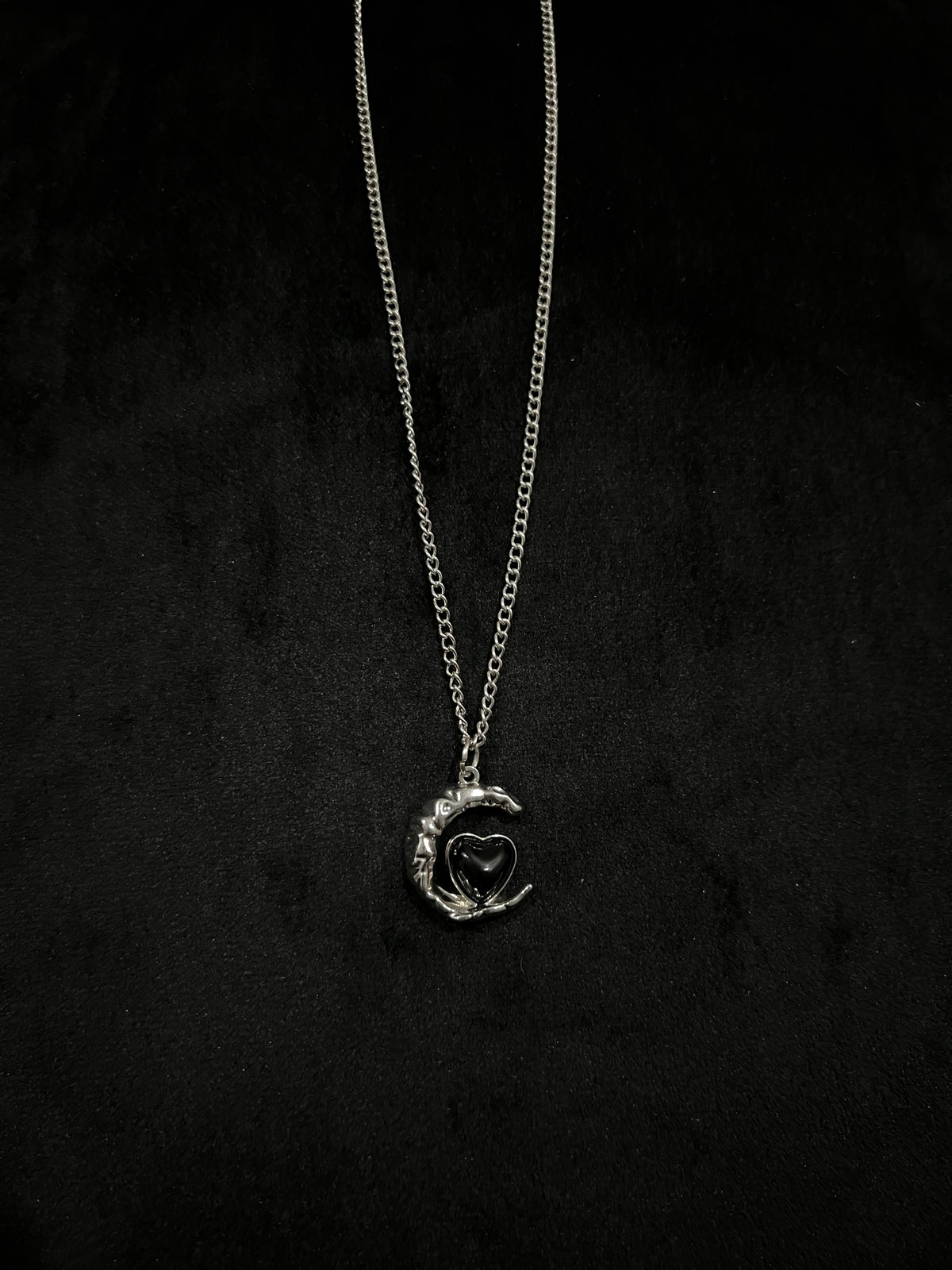 Moon & Heart Silver Necklace