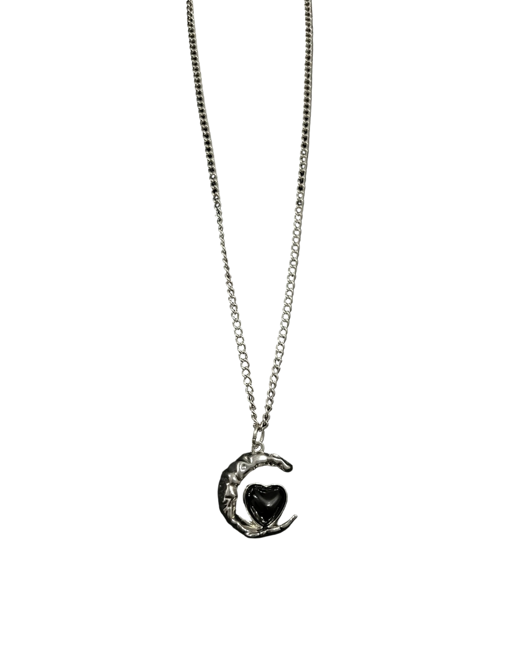 Moon & Heart Silver Necklace