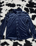 Midnight Blue Velvet Buttonup