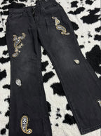 Paisley Patchwork Black Denims (Waist 36)