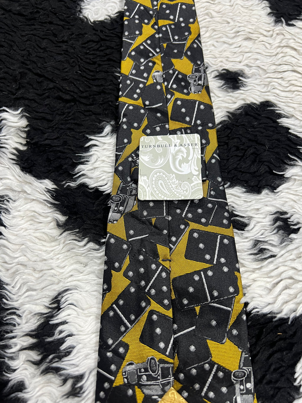 Dominoes & Cars Embroidered Tie (Tagged)
