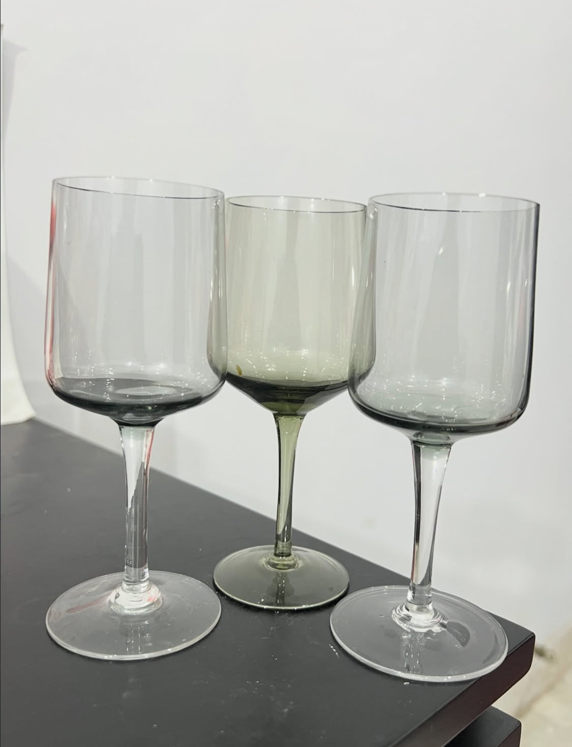 Set of 3 Black Wine Glasses