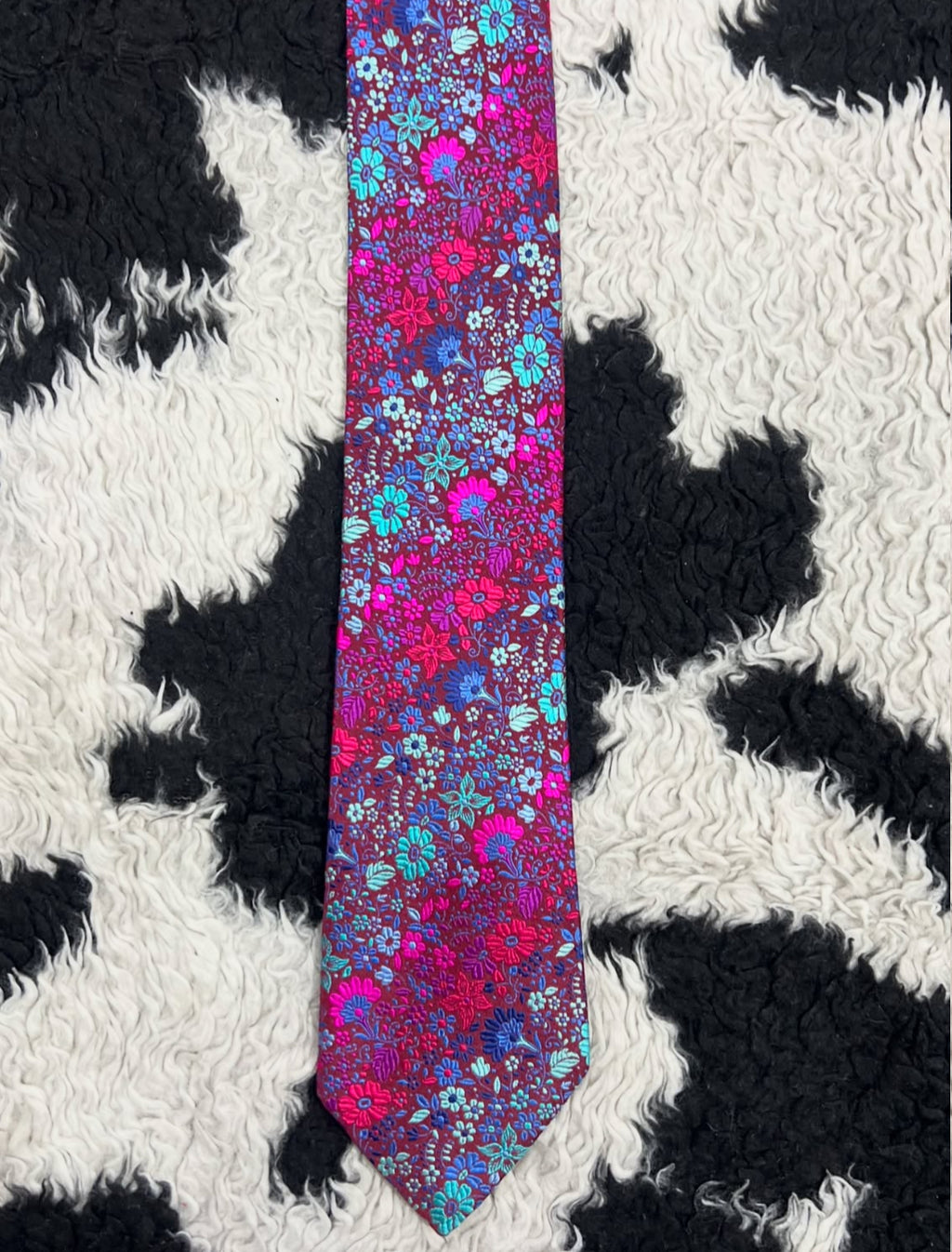 Ascot Fully Embroidered Pink Floral Tie