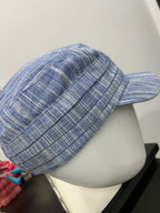 Blue & White Pleated Striped Cap