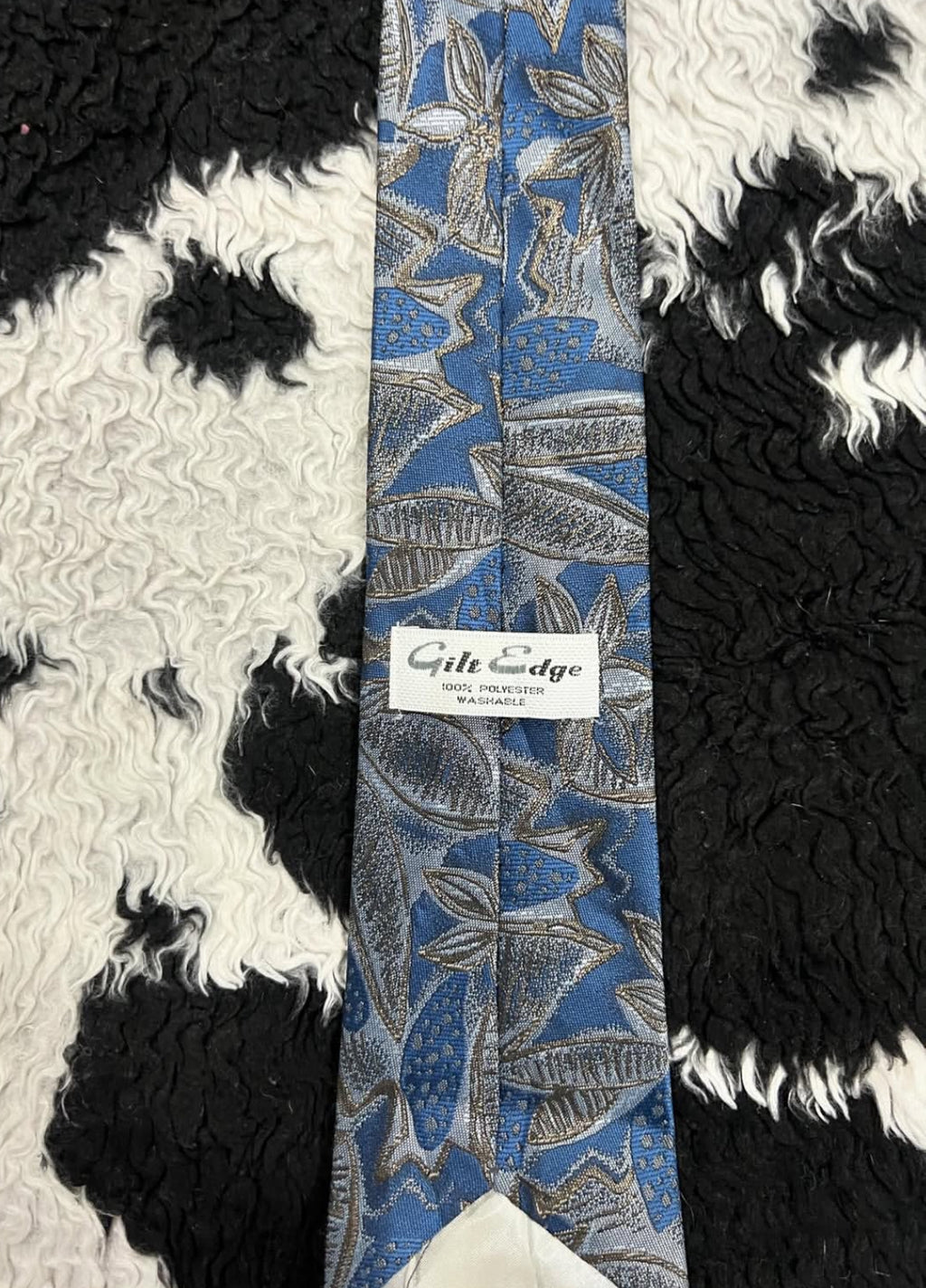 Gilt Edge Narrow Blue Embroidered Tie