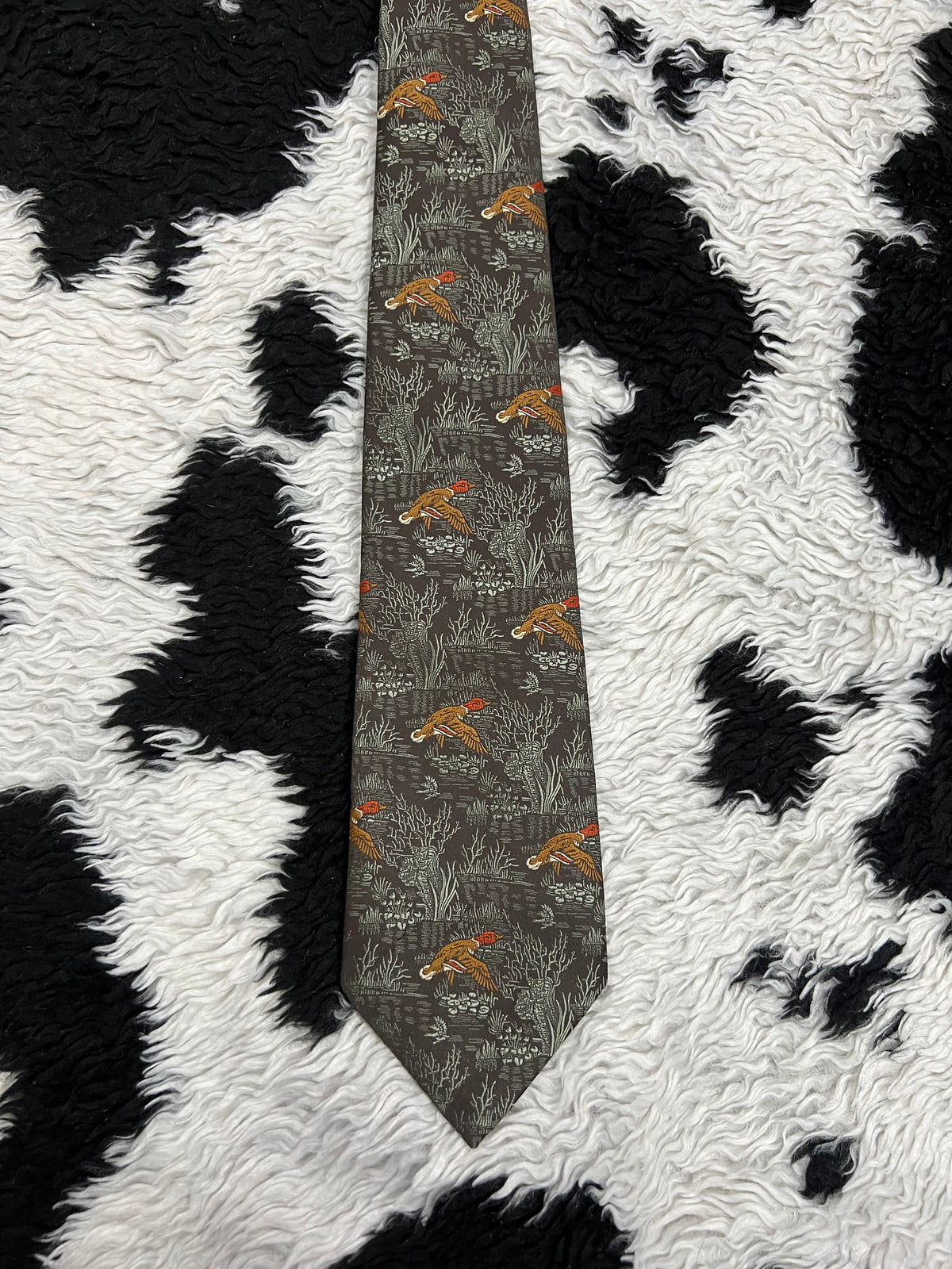 Fully Embroidered Flying Mallards Tie