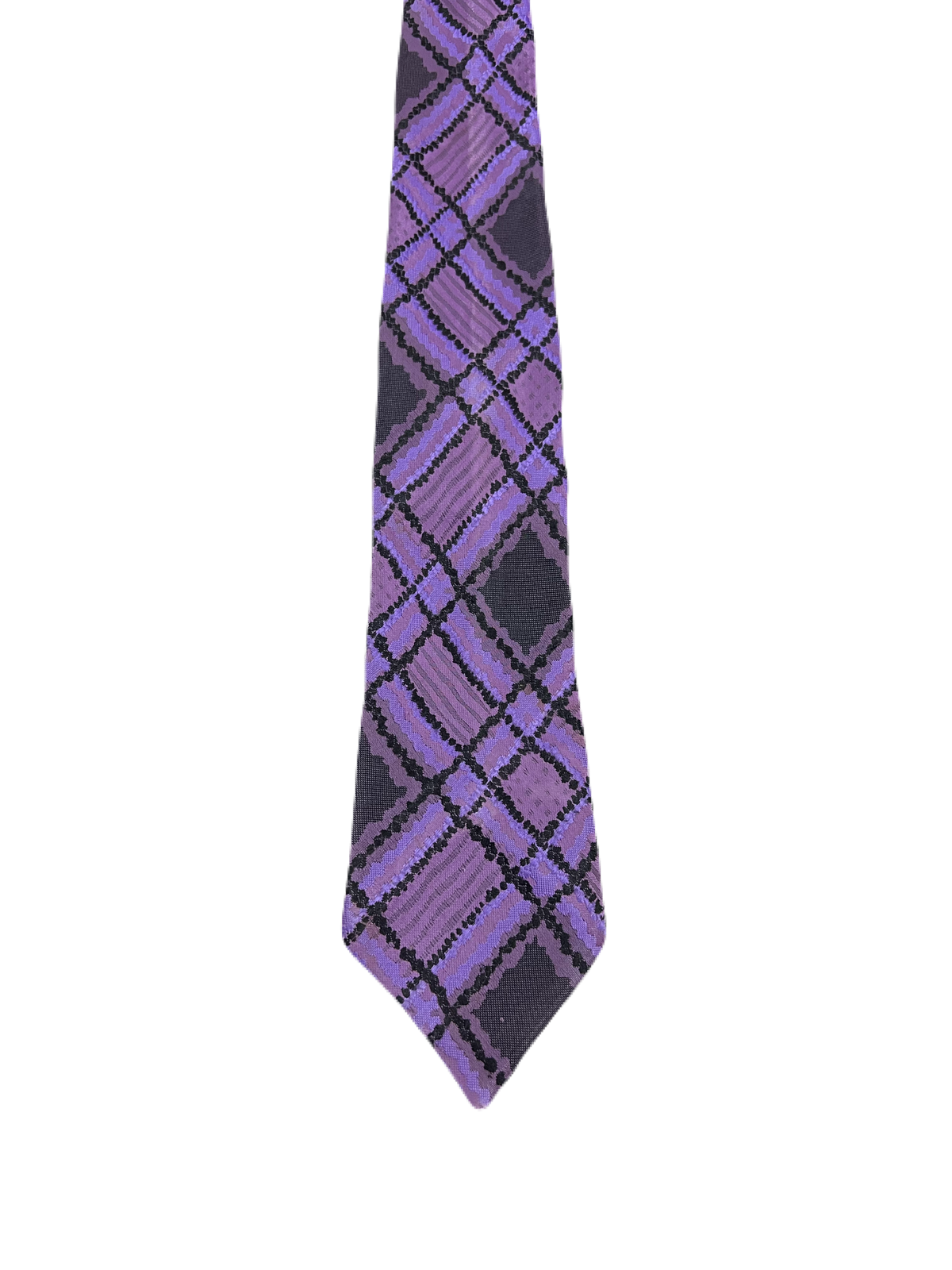 Commodore Purple Checkered Embroidered Tie
