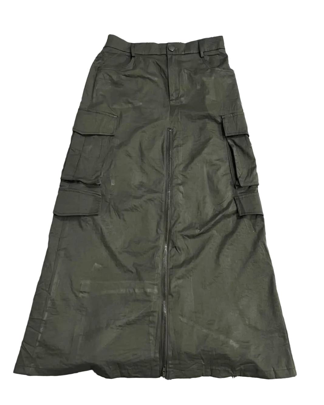 Green Zipper Cargo Skirt