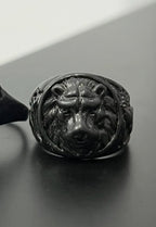 Circular Lion Black Ring