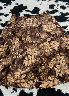 Brown Floral Velvet Skirt
