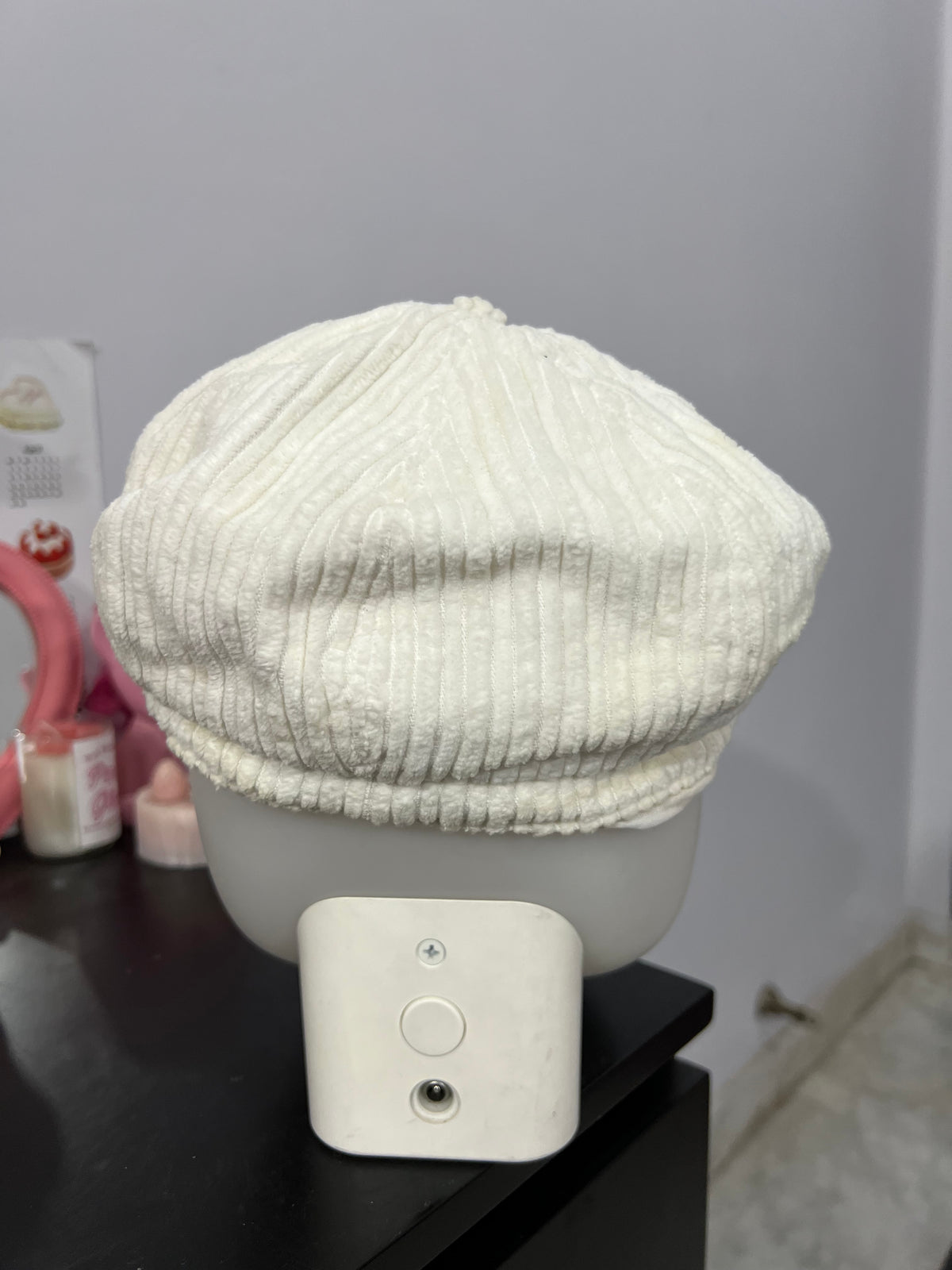 White Corduroy Messenger Cap
