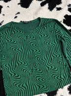Stradivarius Green Wavy Top