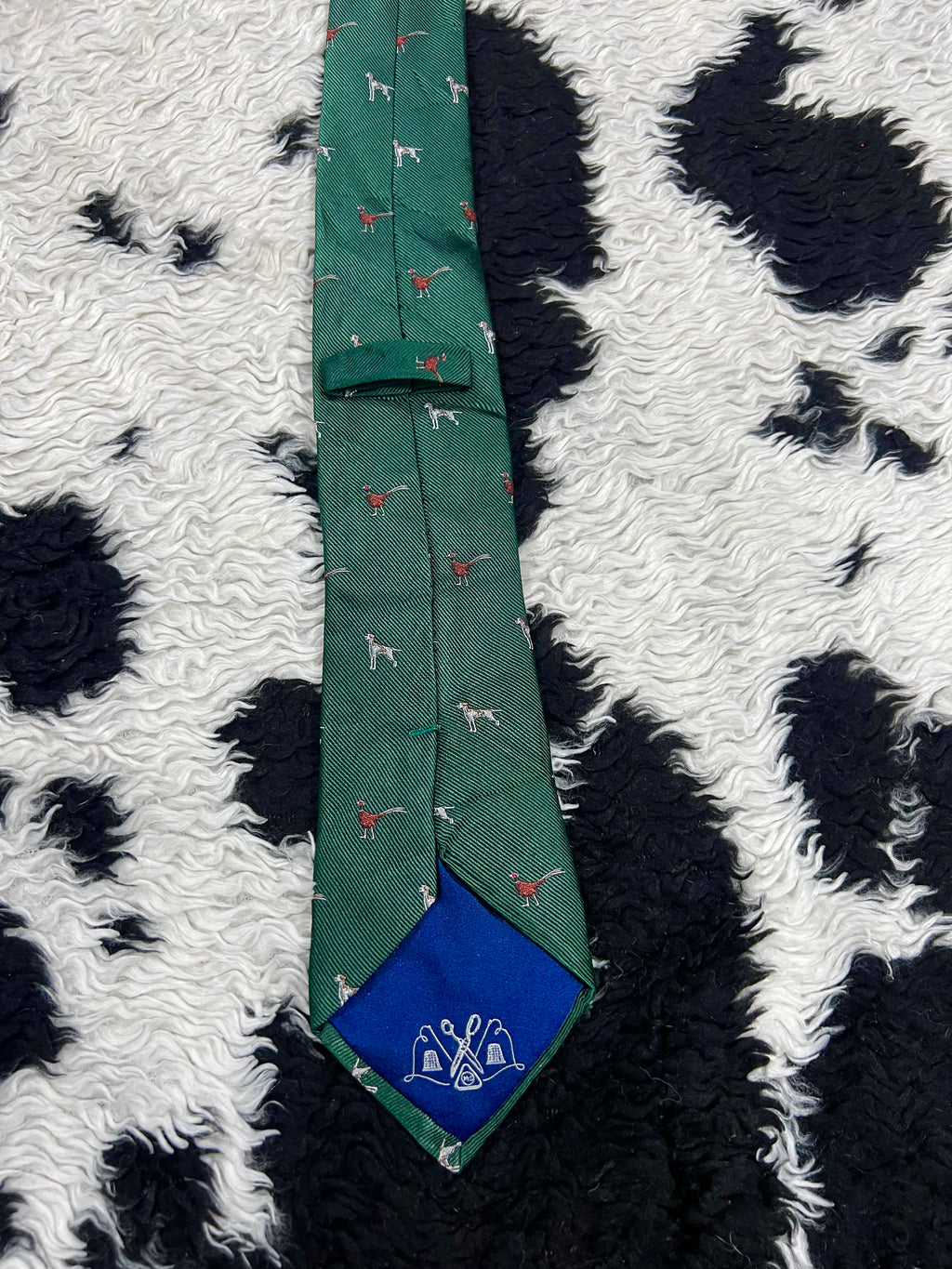 Embroidered Dogs & Pheasants Tie