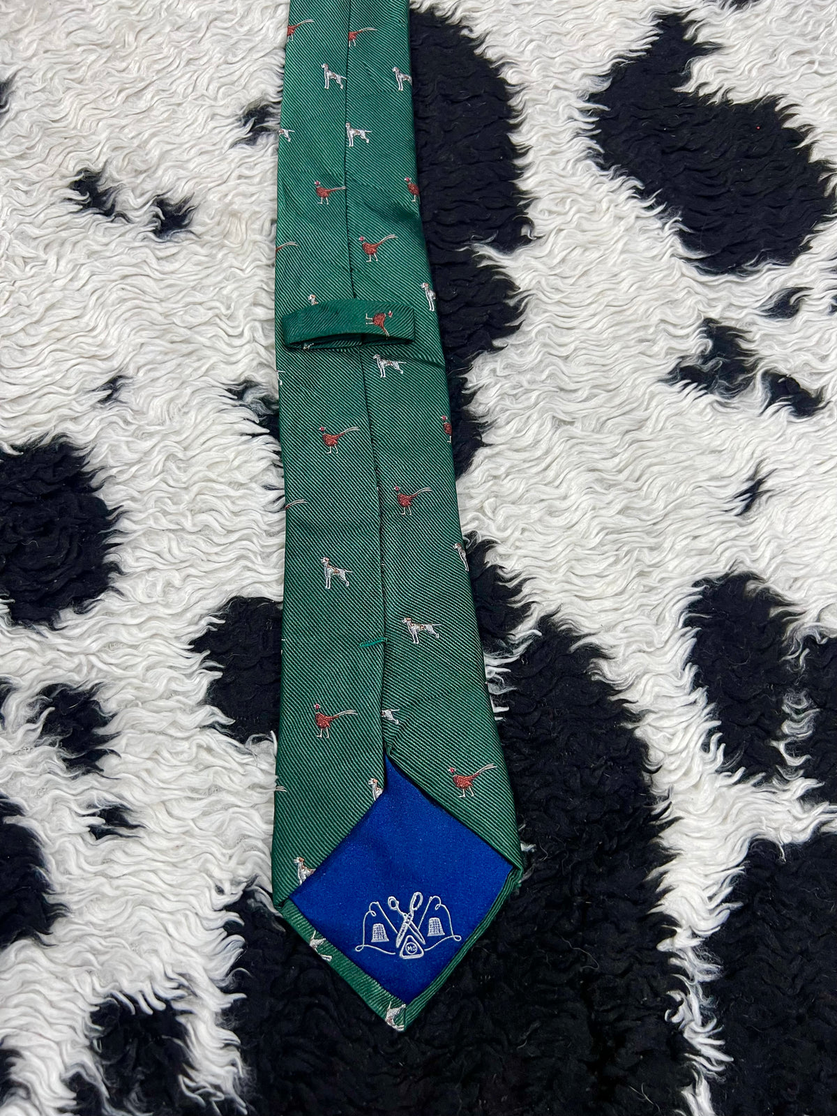 Embroidered Dogs & Pheasants Tie