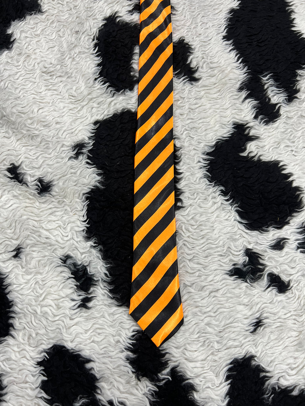 Orange & Black Striped Narrow Tie