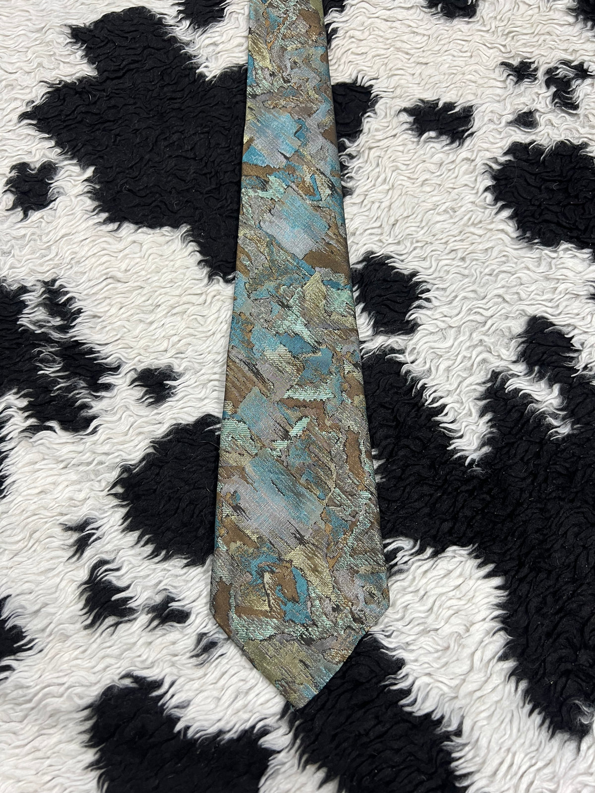 Burton Blue & Brown Abstract Embroidered Tie