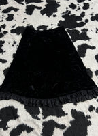 Black Frilled Velvet Skirt