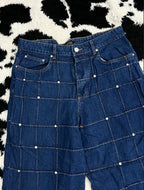 Studded Blue Boxy Denims (Waist 36)