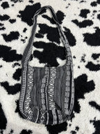 Black & White Woven Boho Shoulder Bag