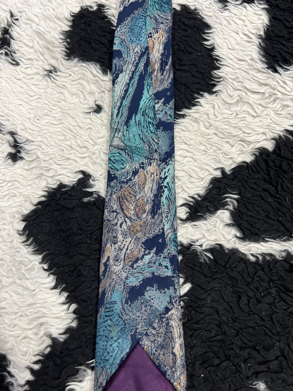 Blue Fully Embroidered Abstract Tie