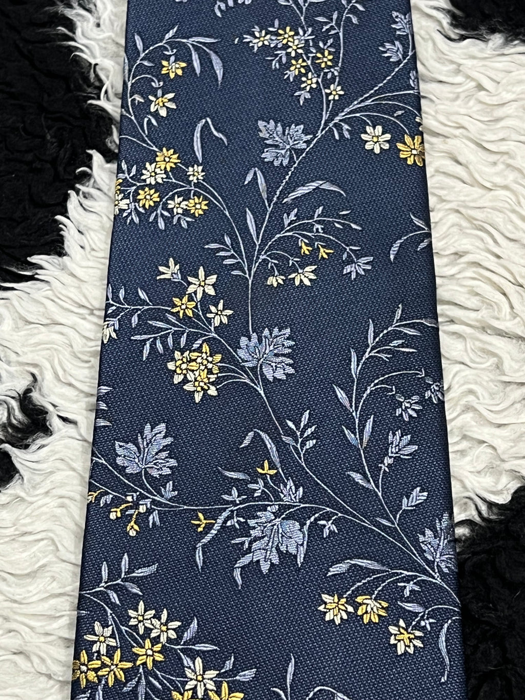 Nina Ricci Paris Blue Floral Embroidered Tie