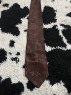 La Bella Brown Embroidered Floral Wide Tie