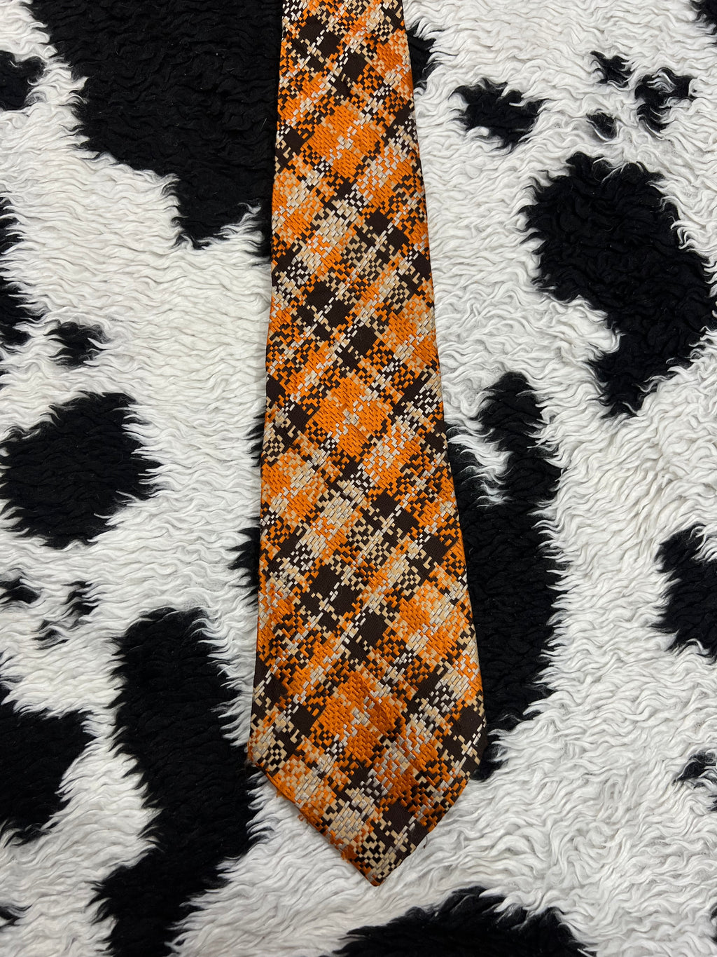 Orange & Brown Plaid Tie