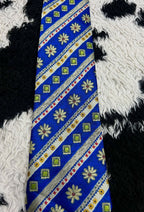 Vibrant Blue Floral Embroidered Tie