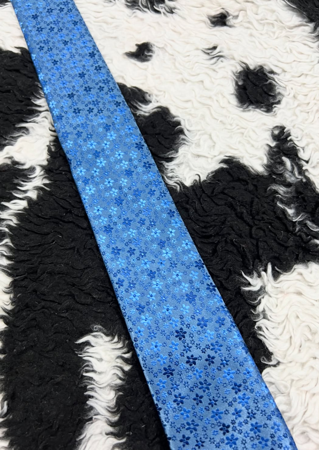 Blue Floral Embroidered Tie