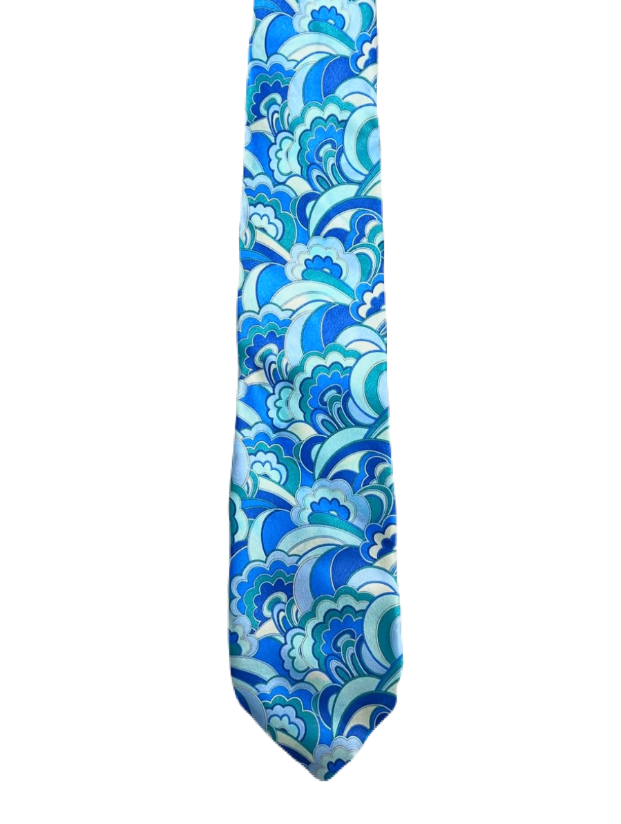 Abstract Blue Floral Tie
