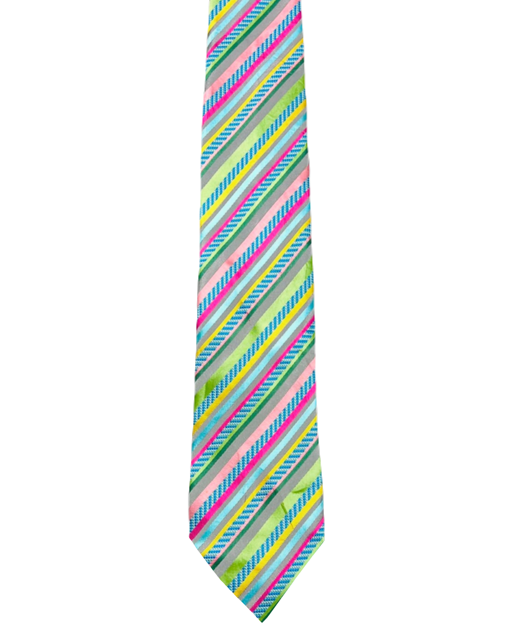 Jane T Embroidered Green & Pink Tie