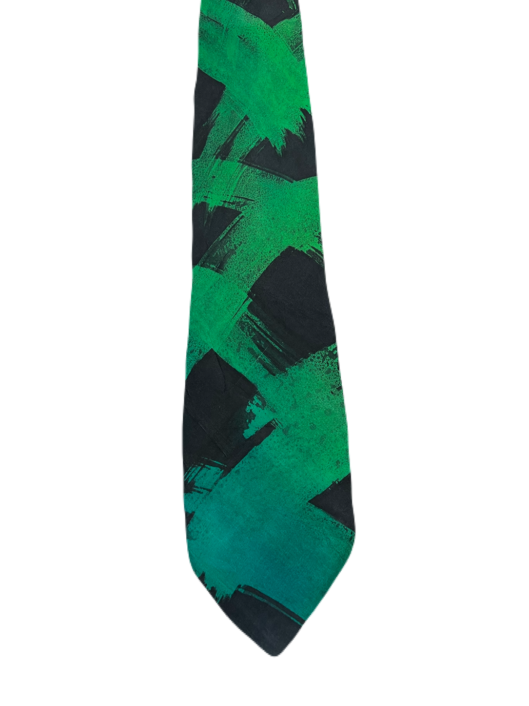 Black & Green Abstract Strokes Tie