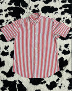 Red & White Striped Half-Sleeve Buttonup