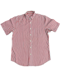 Red & White Striped Half-Sleeve Buttonup