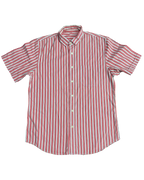 Red & White Striped Half-Sleeve Buttonup